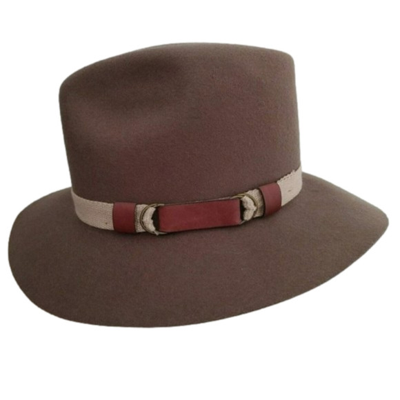 Men's Outback Trading Bentley Wool Fedora Hat Moss Color Leather Band 6/34" S